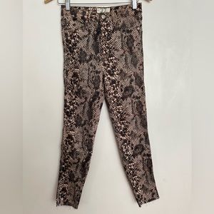 Free People Raw High Rise Snakeskin Printed Raw Ankle Jeans